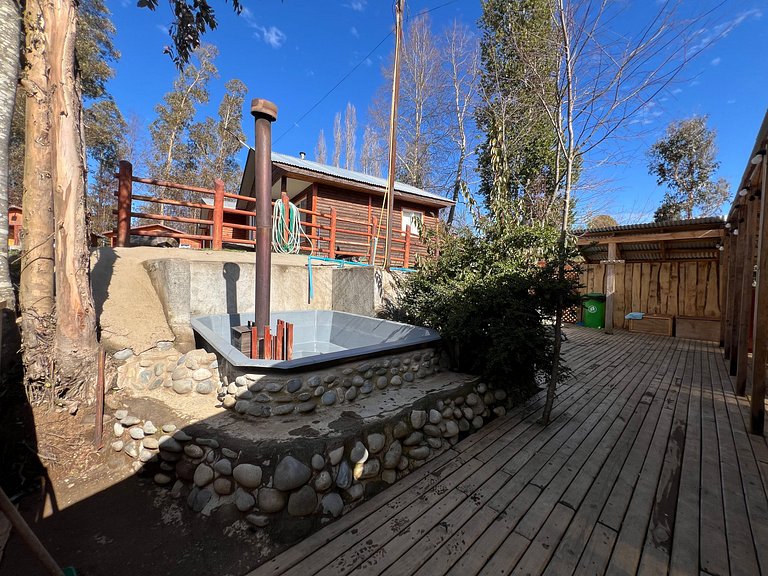 Family cabin steps from Lake Licanray.