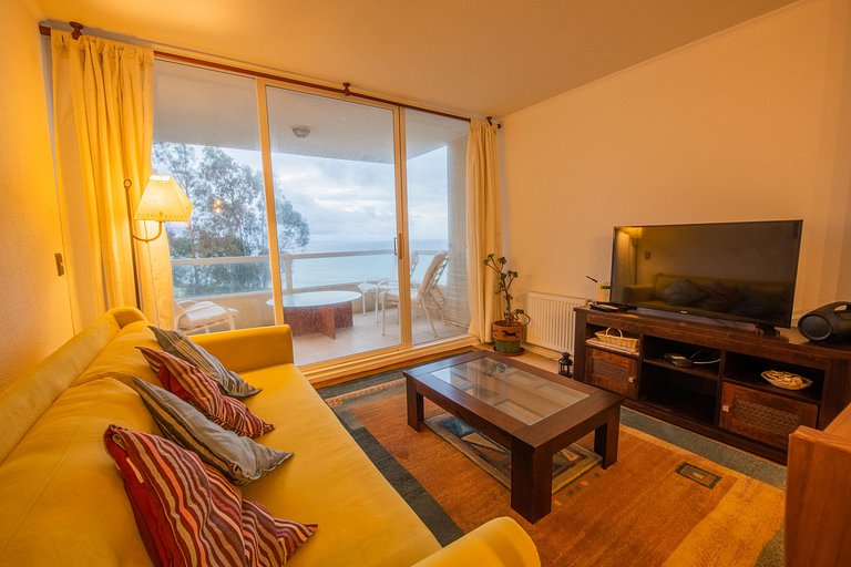 Cálido departamento con vista al mar, Horcón.