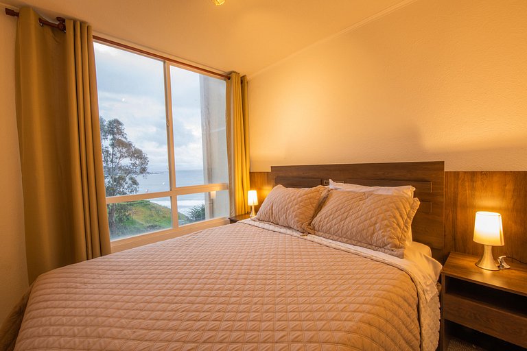 Cálido departamento con vista al mar, Horcón.