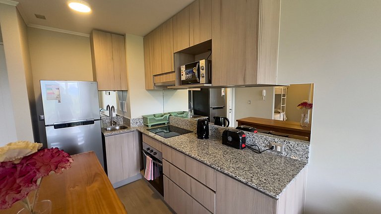 Incrível apartamento familiar com estacionamento em Pucón.