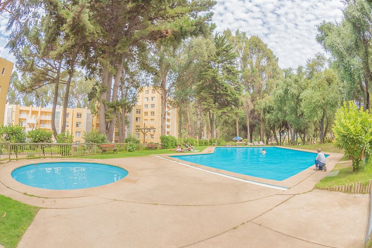 Apartment in a private complex, beachfront, Horcón.