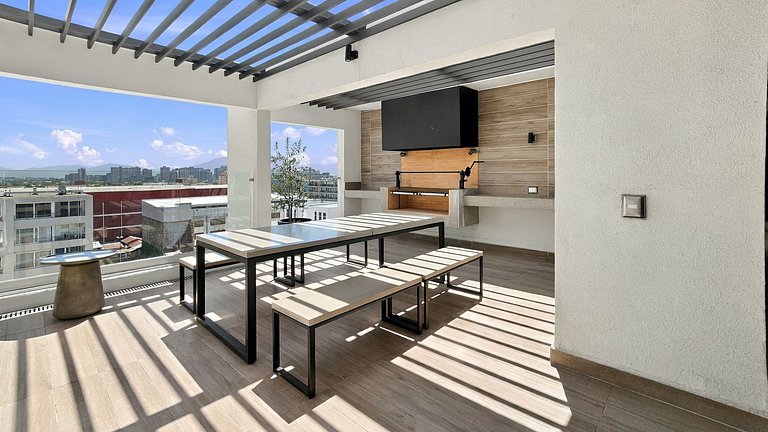 Apartamento com piscina no rooftop em Santiago